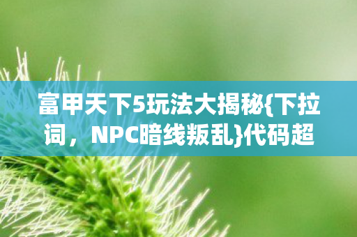 富甲天下5玩法大揭秘图片