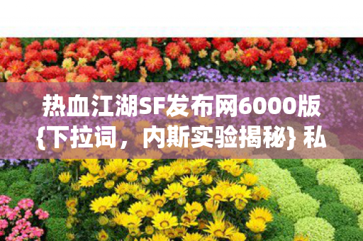 热血江湖SF发布网6000版{下拉词，内斯实验揭秘} 私服沉迷心理操控