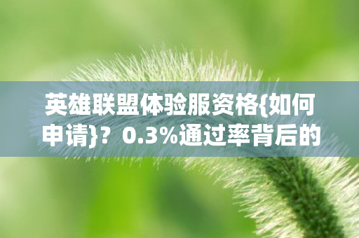 英雄联盟体验服资格图片