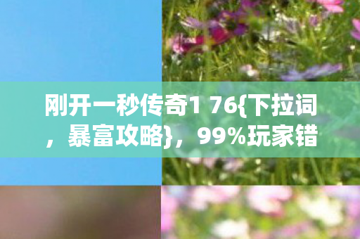 刚开一秒传奇1 76{下拉词，暴富攻略}，99%玩家错过的体验