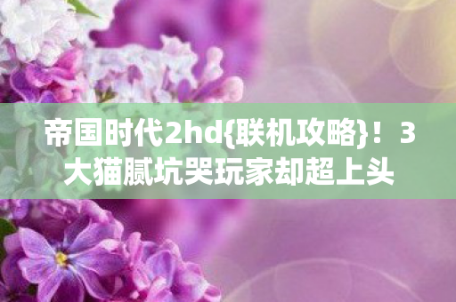 帝国时代2hd{联机攻略}!3大猫腻坑哭玩家却超上头 帝国时代2hd{联机攻略}!3大猫腻坑哭玩家却超上头