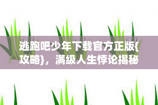 逃跑吧少年下载官方正版{攻略}，满级人生悖论揭秘