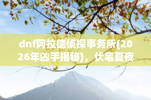 dnf阿拉德侦探事务所{2026年凶手揭秘}，伏笔夏夜令人酸楚