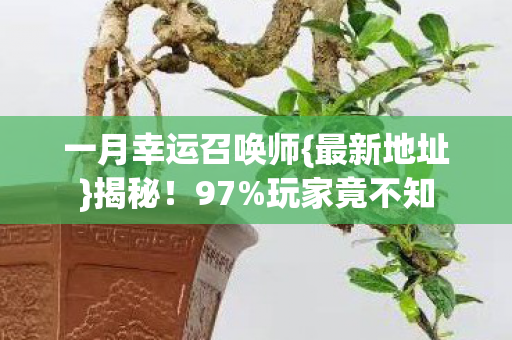 一月幸运召唤师{最新地址}揭秘！97%玩家竟不知