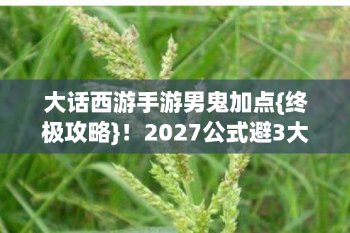 大话西游手游男鬼加点{终极攻略}!2027公式避3大误区 大话西游手游男鬼加点{终极攻略}!2027公式避3大误区