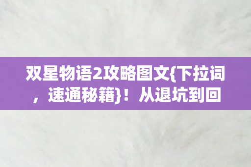双星物语2攻略图文图片