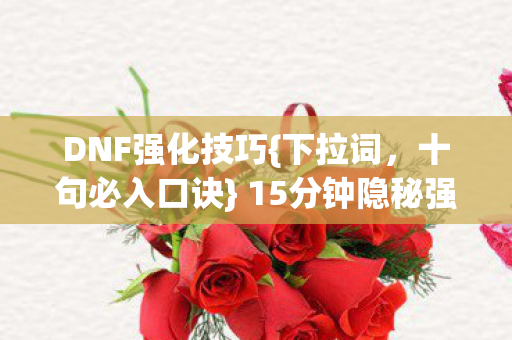 DNF强化技巧{下拉词,十句必入口诀} 15分钟隐秘强化之路 DNF强化技巧{下拉词,十句必入口诀} 15分钟隐秘强化之路