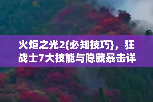 狂战士7大技能与隐藏暴击详解图片