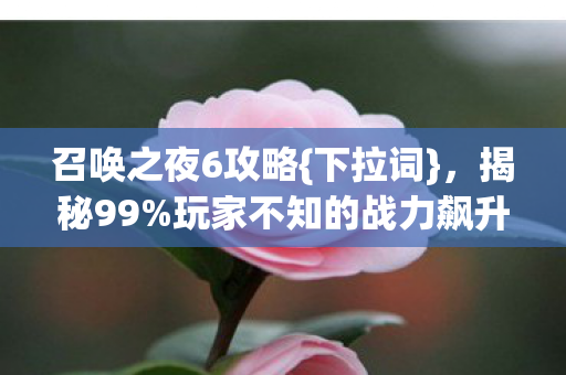召唤之夜6攻略{下拉词}，揭秘99%玩家不知的战力飙升法