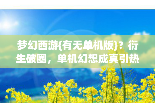 梦幻西游{有无单机版}?衍生破圈,单机幻想成真引热议 梦幻西游{有无单机版}?衍生破圈,单机幻想成真引热议