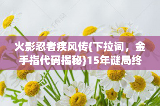 15年谜局终章泪目图片