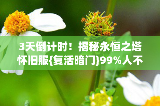 3天倒计时!揭秘永恒之塔怀旧服{复活暗门}99%人不知 3天倒计时!揭秘永恒之塔怀旧服{复活暗门}99%人不知