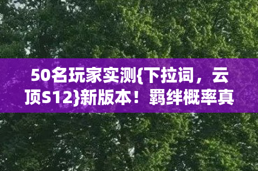 50名玩家实测{下拉词,云顶S12}新版本!羁绊概率真暗改了? 50名玩家实测{下拉词,云顶S12}新版本!羁绊概率真暗改了?