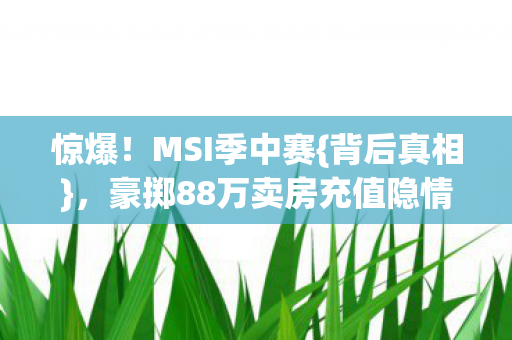 豪掷88万卖房充值隐情图片