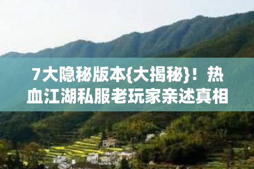 热血江湖私服老玩家亲述真相图片