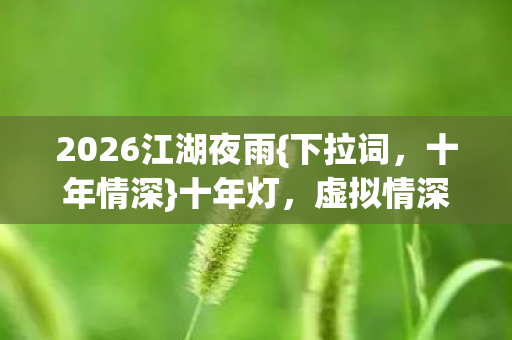 2026江湖夜雨图片