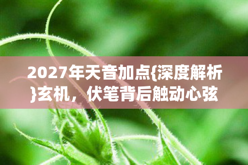 2027年天音加点{深度解析}玄机,伏笔背后触动心弦 2027年天音加点{深度解析}玄机,伏笔背后触动心弦