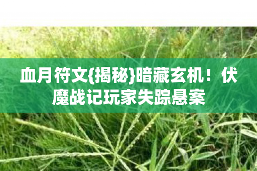 血月符文{揭秘}暗藏玄机！伏魔战记玩家失踪悬案