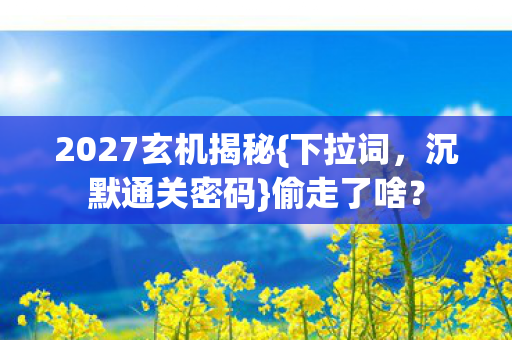 2027玄机揭秘{下拉词,沉默通关密码}偷走了啥? 2027玄机揭秘{下拉词,沉默通关密码}偷走了啥?