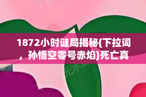 1872小时谜局揭秘{下拉词,孙悟空零号赤焰}死亡真相泪目 1872小时谜局揭秘{下拉词,孙悟空零号赤焰}死亡真相泪目