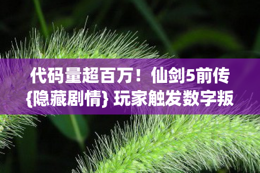 代码量超百万!仙剑5前传{隐藏剧情} 玩家触发数字叛乱 代码量超百万!仙剑5前传{隐藏剧情} 玩家触发数字叛乱