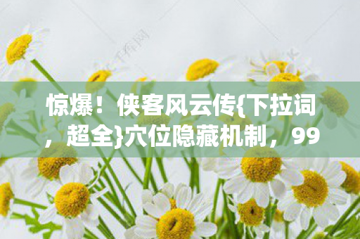 惊爆!侠客风云传{下拉词,超全}穴位隐藏机制,99%玩家不知! 惊爆!侠客风云传{下拉词,超全}穴位隐藏机制,99%玩家不知!