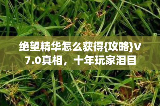 绝望精华怎么获得图片