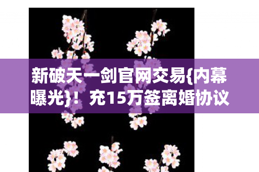 充15万签离婚协议真相图片