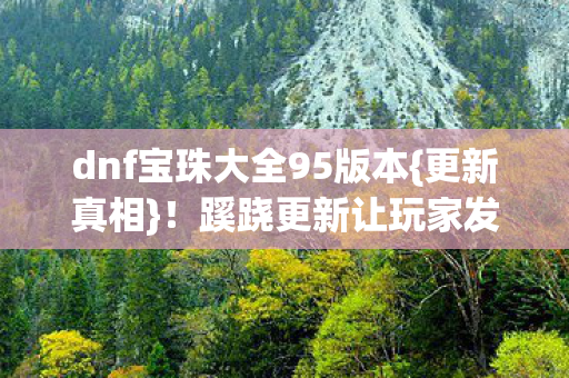 dnf宝珠大全95版本{更新真相}！蹊跷更新让玩家发凉
