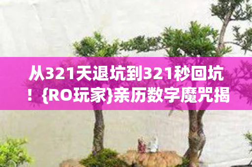 从321天退坑到321秒回坑!{RO玩家}亲历数字魔咒揭秘 从321天退坑到321秒回坑!{RO玩家}亲历数字魔咒揭秘