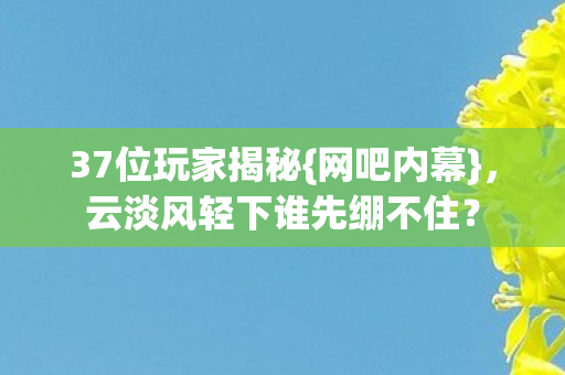 37位玩家揭秘{网吧内幕}，云淡风轻下谁先绷不住？