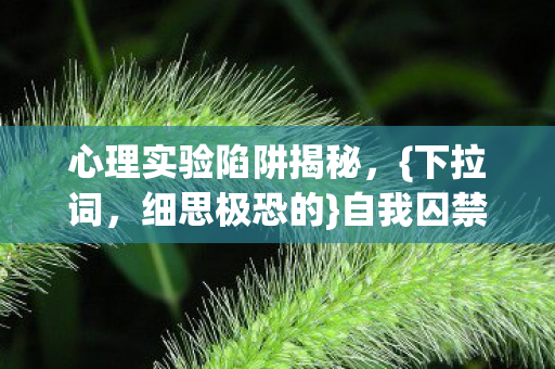 心理实验陷阱揭秘,{下拉词,细思极恐的}自我囚禁之谜 心理实验陷阱揭秘,{下拉词,细思极恐的}自我囚禁之谜