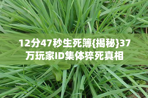 37万玩家ID集体猝死真相图片
