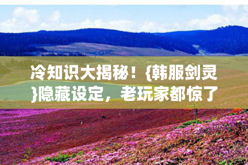 冷知识大揭秘!{韩服剑灵}隐藏设定,老玩家都惊了五年! 冷知识大揭秘!{韩服剑灵}隐藏设定,老玩家都惊了五年!