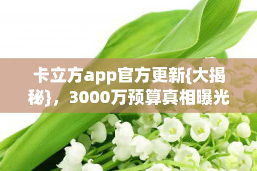 卡立方app官方更新{大揭秘},3000万预算真相曝光 卡立方app官方更新{大揭秘},3000万预算真相曝光