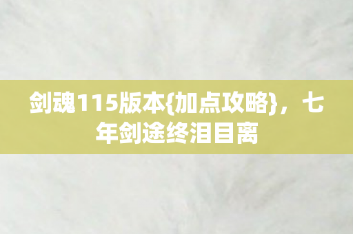 剑魂115版本{加点攻略},七年剑途终泪目离 剑魂115版本{加点攻略},七年剑途终泪目离