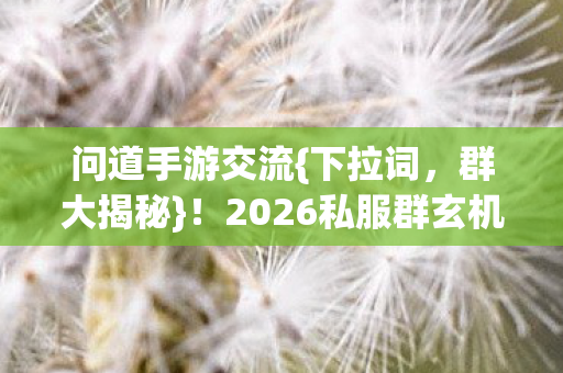问道手游交流{下拉词,群大揭秘}!2026私服群玄机玩家需警惕 问道手游交流{下拉词,群大揭秘}!2026私服群玄机玩家需警惕