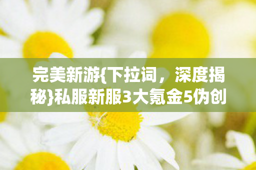 完美新游{下拉词,深度揭秘}私服新服3大氪金5伪创新 完美新游{下拉词,深度揭秘}私服新服3大氪金5伪创新