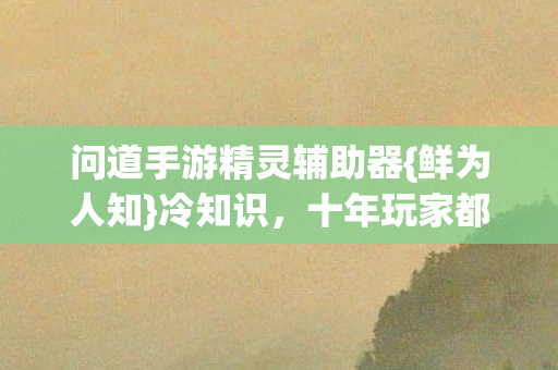 问道手游精灵辅助器{鲜为人知}冷知识,十年玩家都惊了 问道手游精灵辅助器{鲜为人知}冷知识,十年玩家都惊了