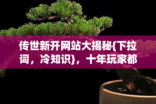 传世新开网站大揭秘{下拉词,冷知识},十年玩家都惊了! 传世新开网站大揭秘{下拉词,冷知识},十年玩家都惊了!