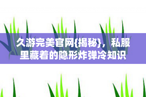 久游完美官网{揭秘},私服里藏着的隐形炸弹冷知识 久游完美官网{揭秘},私服里藏着的隐形炸弹冷知识