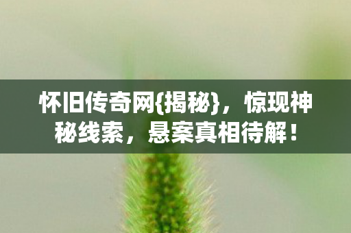 怀旧传奇网{揭秘}，惊现神秘线索，悬案真相待解！