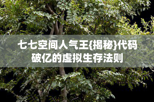 七七空间人气王{揭秘}代码破亿的虚拟生存法则 七七空间人气王{揭秘}代码破亿的虚拟生存法则