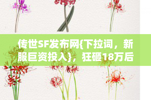 传世SF发布网{下拉词,新服巨资投入},狂砸18万后我悔不当初 传世SF发布网{下拉词,新服巨资投入},狂砸18万后我悔不当初