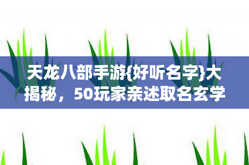 50玩家亲述取名玄学图片