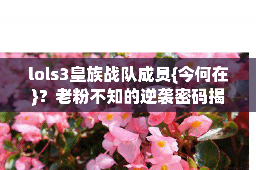 lols3皇族战队成员{今何在}？老粉不知的逆袭密码揭秘