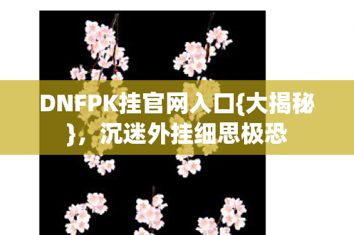 DNFPK挂官网入口{大揭秘},沉迷外挂细思极恐 DNFPK挂官网入口{大揭秘},沉迷外挂细思极恐
