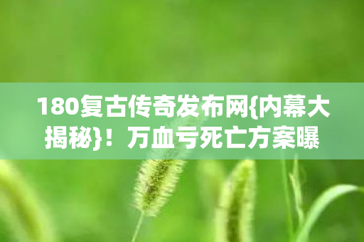 180复古传奇发布网{内幕大揭秘}!万血亏死亡方案曝光 180复古传奇发布网{内幕大揭秘}!万血亏死亡方案曝光