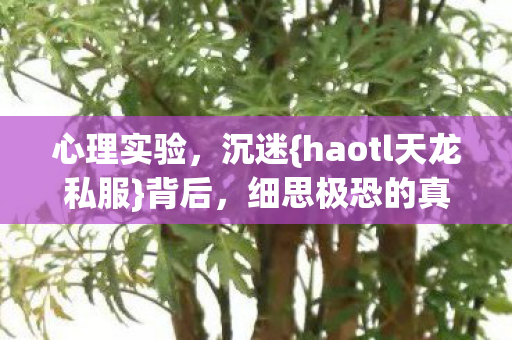 心理实验,沉迷{haotl天龙私服}背后,细思极恐的真相 心理实验,沉迷{haotl天龙私服}背后,细思极恐的真相
