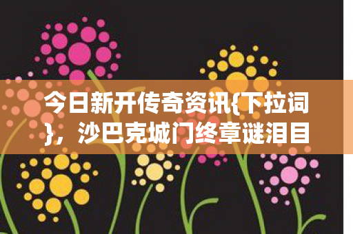 沙巴克城门终章谜泪目揭秘图片